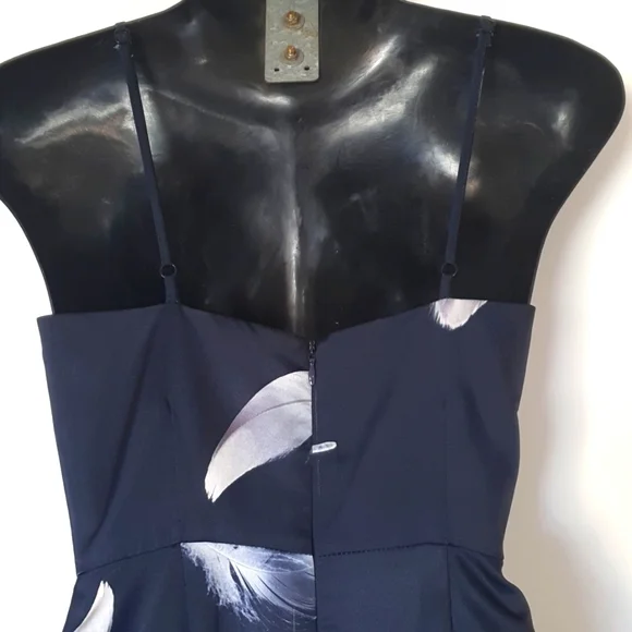 Pilgrim Size 6 Navy Blue Feather Print Dress - Picture 5 of 8